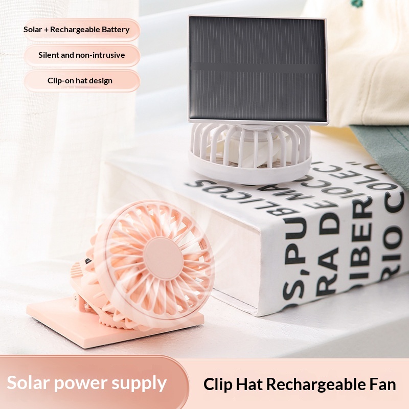 Outdoor Power Fan - พัดลมแบบพกพาขนาดเล็กแบบคลิปพัดลมพลังงานแสงอาทิตย์แบบชาร์จ USB แบบพกพาได้ พัดลมระบายความร้อนแบบแฮนด์ฟรีสำหรับการเดินป่ากลางแจ้ง ตกปลา ทำงาน