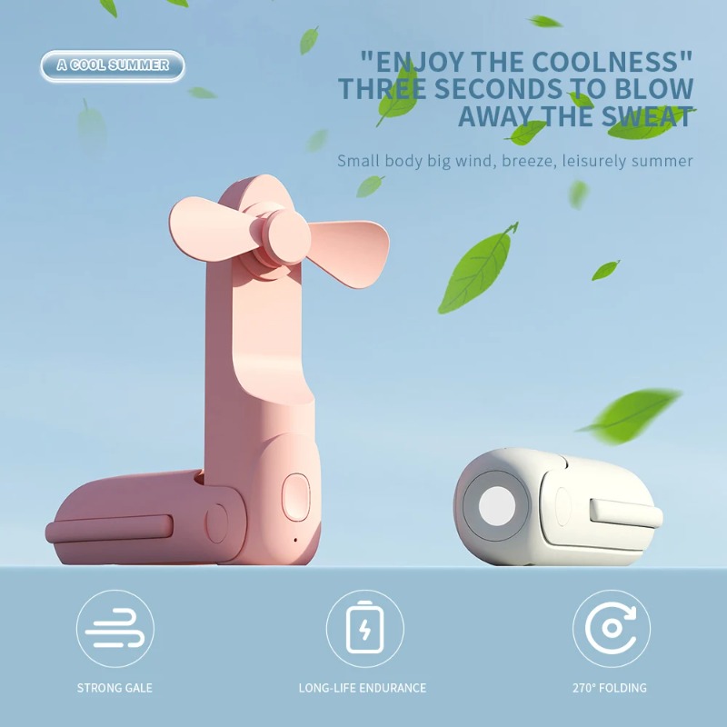 Outdoor Power Fan - พัดลมมือถือขนาดเล็ก 3-in-1 พร้อมพาวเวอร์แบงค์ USB และไฟฉาย พัดลมพกพาแบบพับได้สำหรับฤดูร้อน