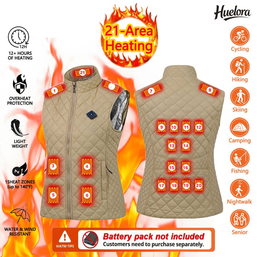 Outdoor Power Equipment - เสื้อกันหนาวฮีตเตอร์ Huelora 21 สำหรับผู้หญิง เสื้อคลุมให้ความร้อนสำหรับปีนเขา เสื้อผ้าให้ความร้อนสำหรับกิจกรรมกลางแจ้ง