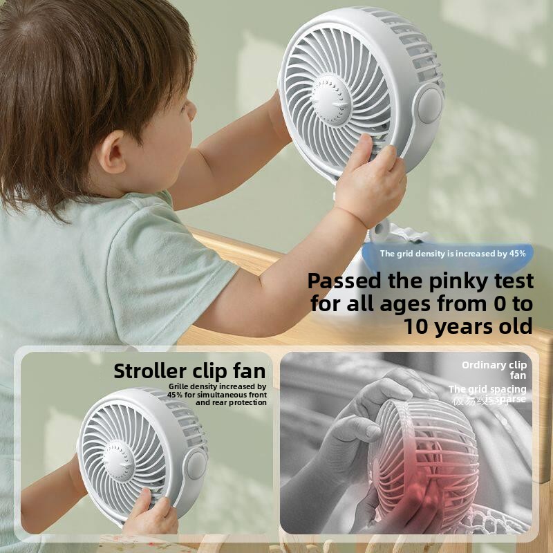 Outdoor Power Fan - พัดลมติดรถทรงพลัง, แบตเตอรี่ใช้งานได้นาน, แบบหนีบสำหรับการขี่กลางแจ้ง, พัดลมขนาดเล็ก, ชาร์จผ่าน USB