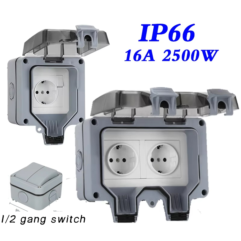 Outdoor Power Hub - EU KR ผนังกลางแจ้งซ็อกเก็ตกันน้ํา 16A Outlets เกาหลีไฟฟ้า