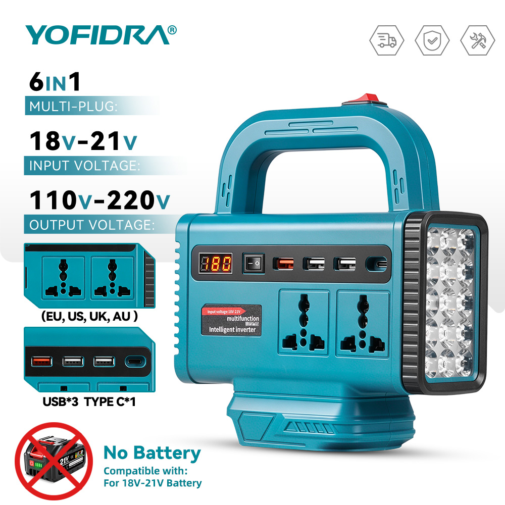 Outdoor Power Hub - อินเวอร์เตอร์พกพา YOFIDRA 220V สำหรับใช้งานกลางแจ้ง พร้อมพอร์ต USB