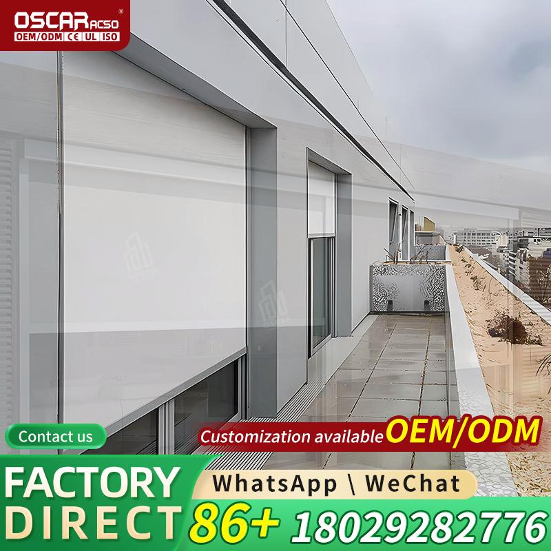 Outdoor Power Blinds - ชุดอุปกรณ์ปิดหลังคาระเบียงกลางแจ้งแบบสั่งทำพิเศษ สีเขียว ใช้พลังงานแสงอาทิตย์ ทนทานต่อสภาพอากาศ สำหรับสวน ระเบียง