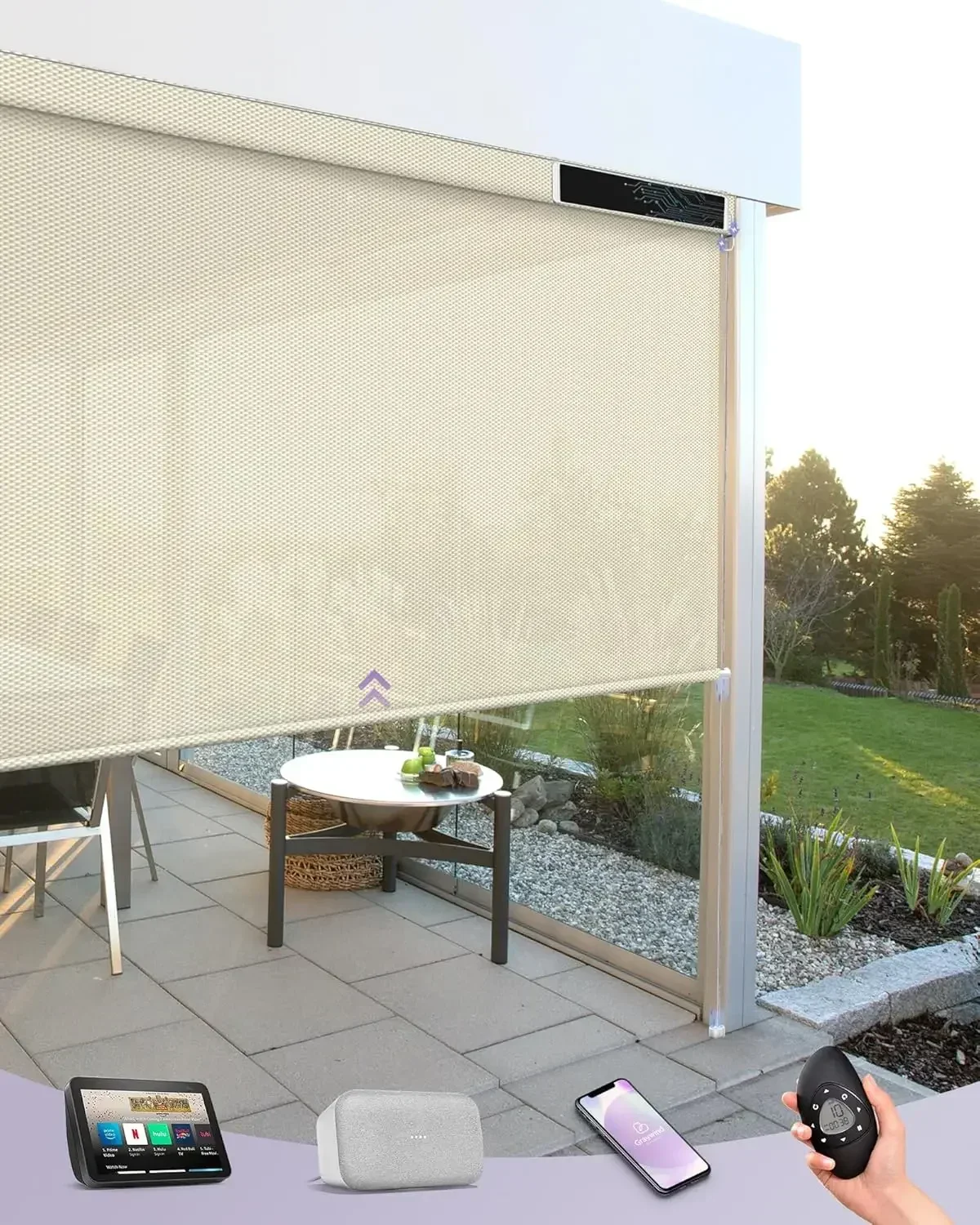 ม่านบังแดดกลางแจ้งแบบมอเตอร์สำ - Outdoor Power Blinds บทวิจารณ์และราคา